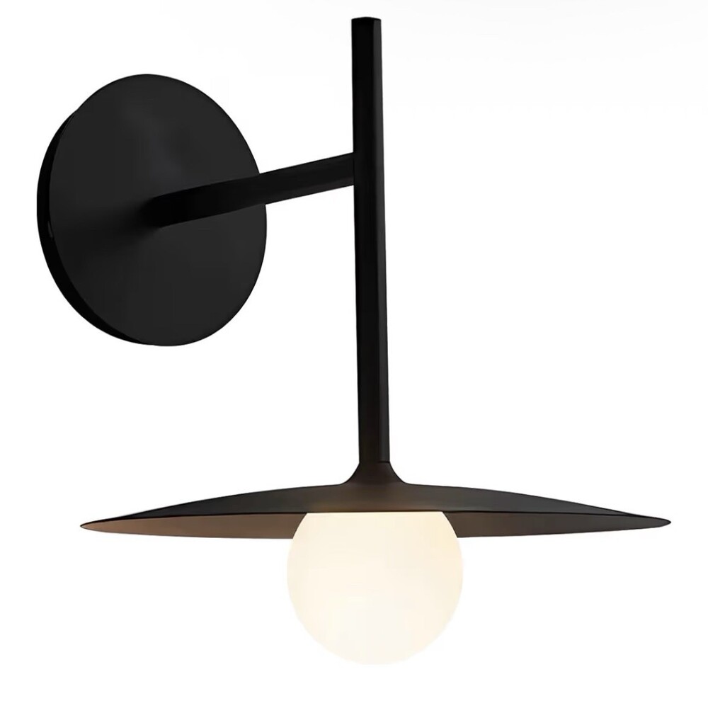 Black Glass Wall Sconce - Industrial Vintage Light Fixture for Home Decor